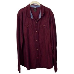 CPO Provisions Red Burgundy Casual Button Down Top Size XL